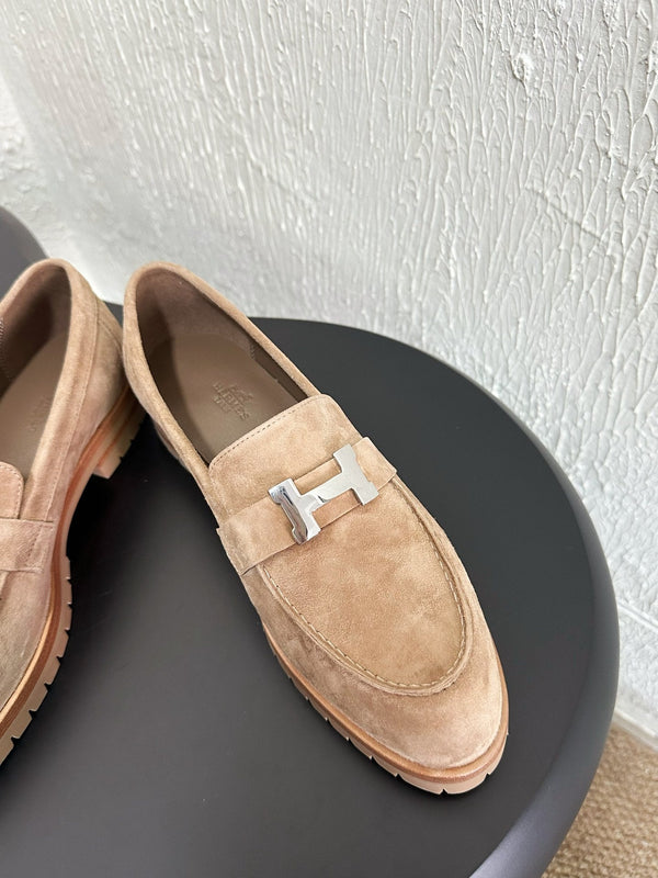 Mocassino HM Faubourg 30mm in pelle scamosciata marrone chiaro 960938