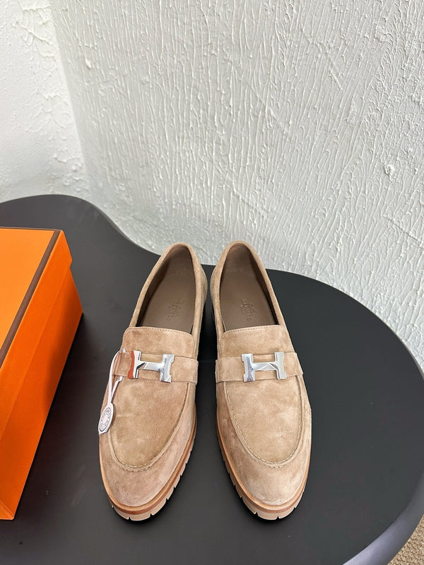 Mocassino HM Faubourg 30mm in pelle scamosciata marrone chiaro 960938