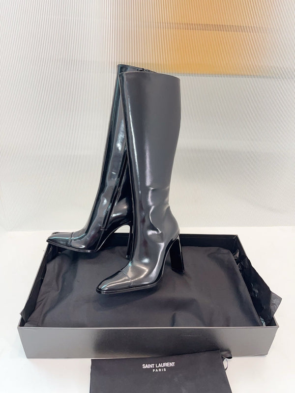YSL 25 Long Boot Black Cowhide 522268