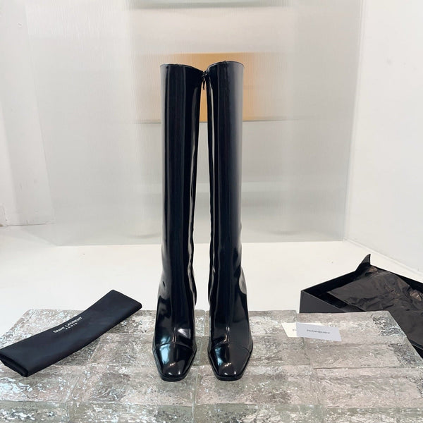 YSL 25 Long Boot Black Cowhide 522268