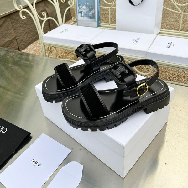 SANDALS FLAT SHOES BLACK