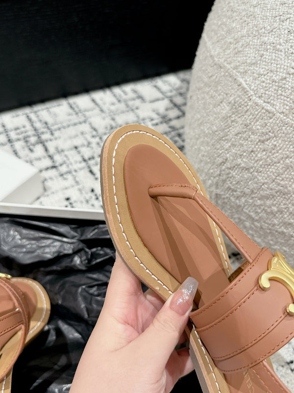 SANDALO INFRADITO IN VITELLO MARRONE BRONZO