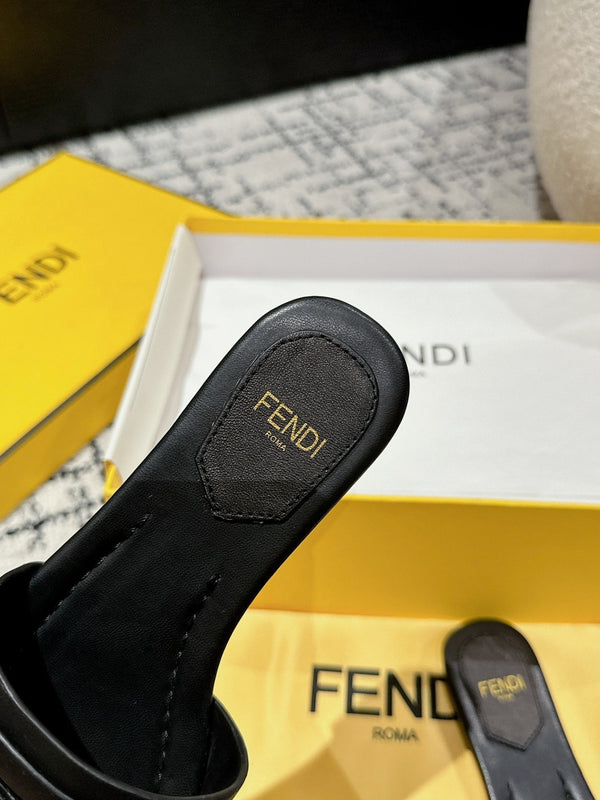 FF Baguette Black Leather Slide