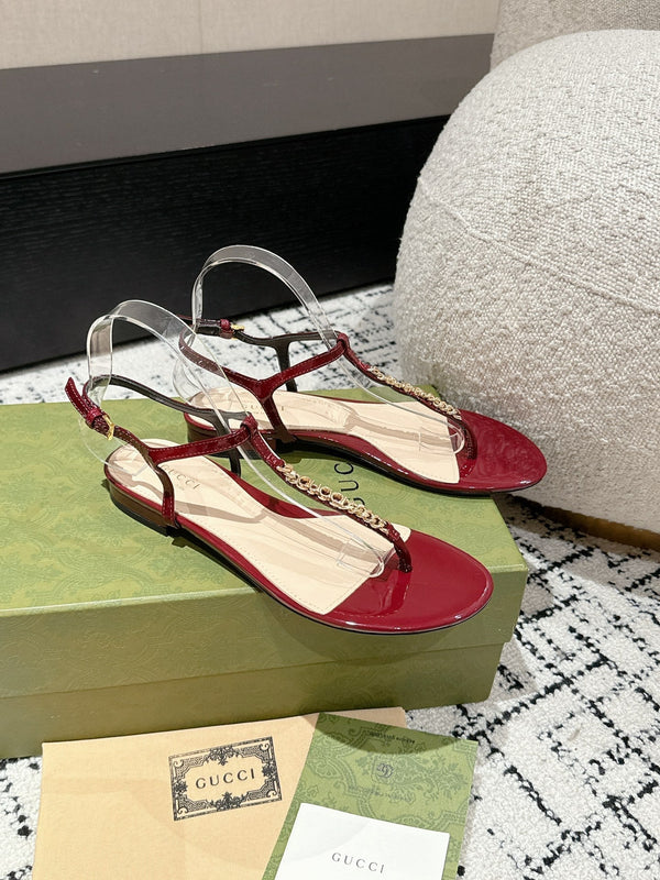 THONG SANDAL IN CRIMSON RED CALFSKIN