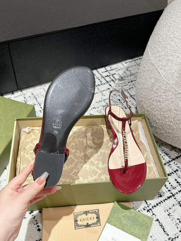 THONG SANDAL IN CRIMSON RED CALFSKIN