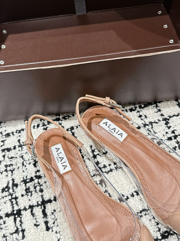 alaia slingbacks flat optic beige heart lambskin