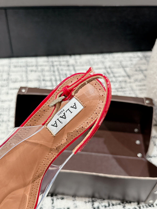 alaia slingbacks flat optic red heart lambskin