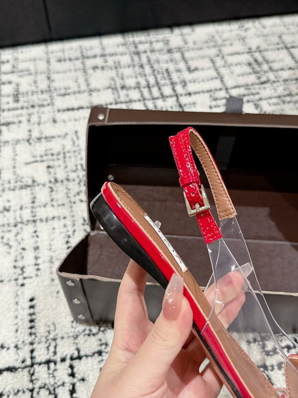 alaia slingbacks flat optic red heart lambskin