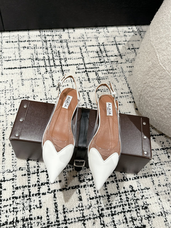 alaia slingbacks flat optic white heart lambskin