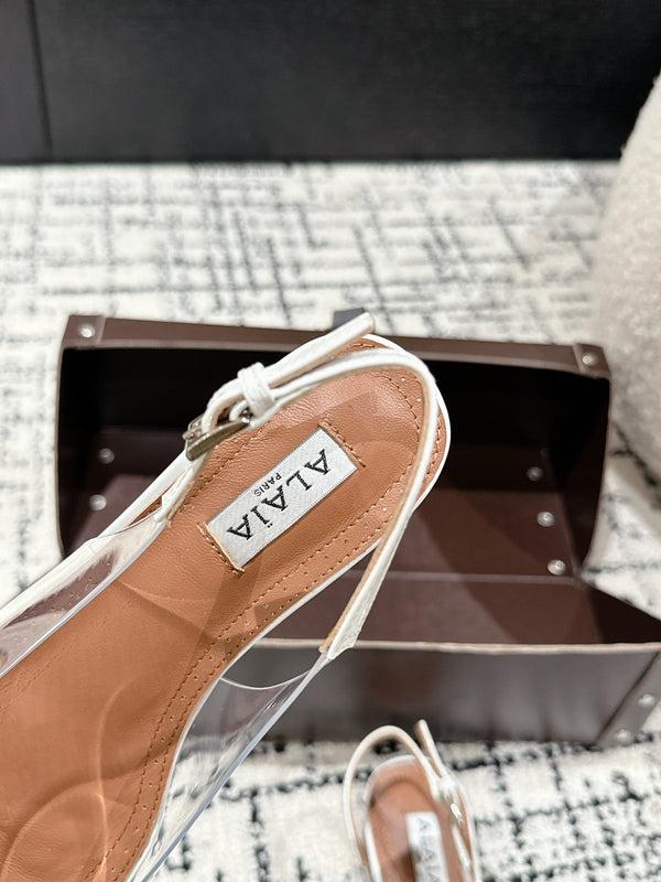 alaia slingbacks flat optic white heart lambskin