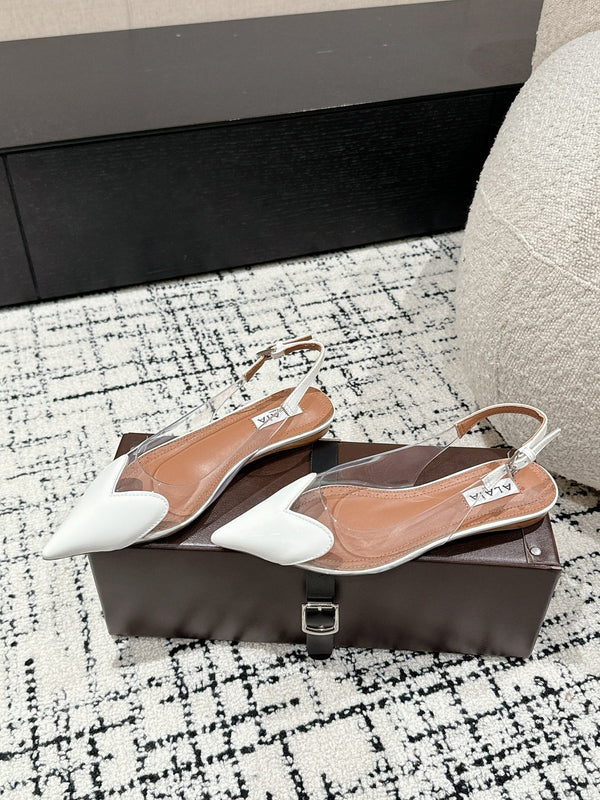 alaia slingbacks flat optic white heart lambskin