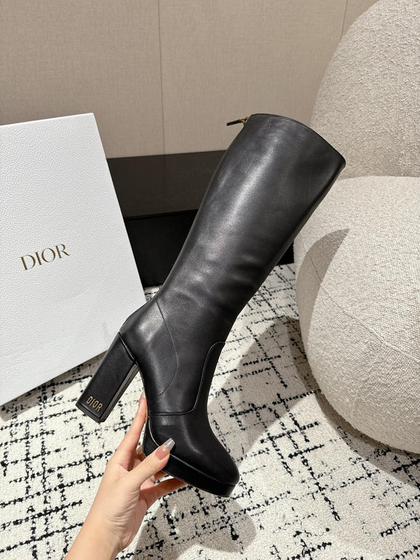 CD High Boots 100mm Black Lambskin