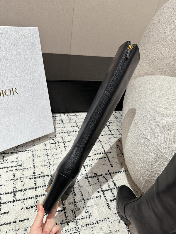 CD High Boots 100mm Black Lambskin