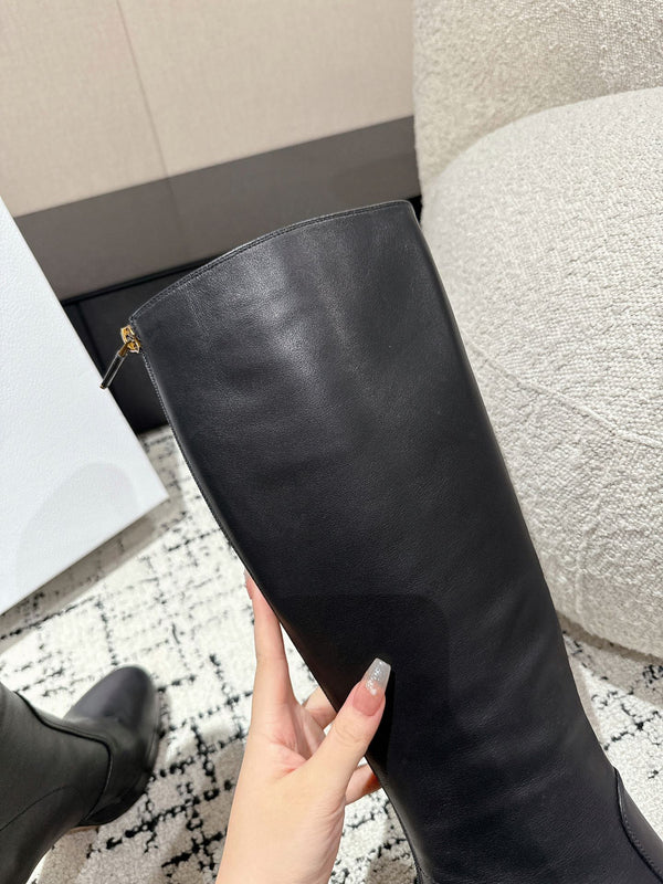 CD High Boots 100mm Black Lambskin