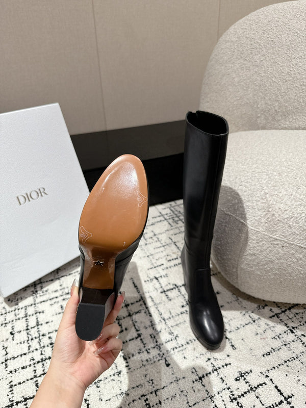 CD High Boots 100mm Black Lambskin