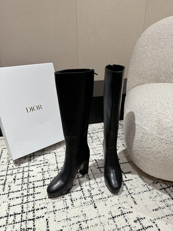 CD High Boots 100mm Black Lambskin
