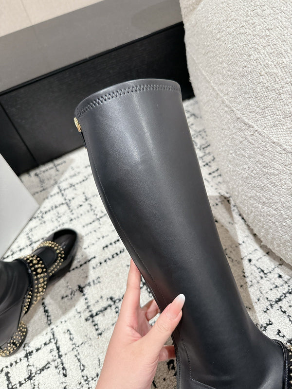 CD Belle-D Heeled Boot Black Lambskin