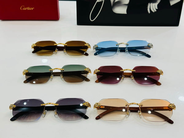 PANTHÈRE RIMLESS OVAL FRAME SUNGLASSES  543637 IN METAL