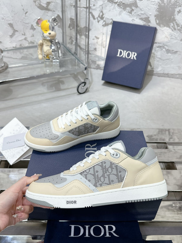CD B27 Low-Top Sneaker 30mm In Beige Grey Monogram Calfskin 100811