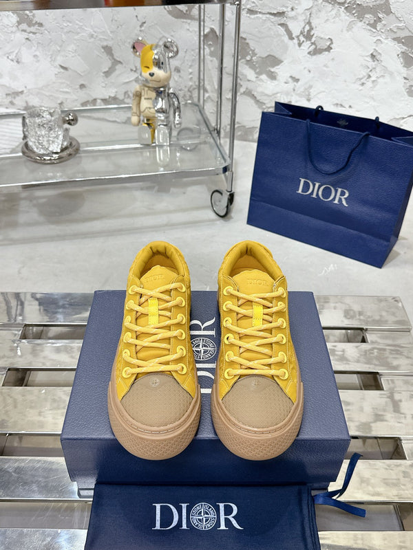 CD B33 Sneaker 40mm In Dark Yellow Monogram Satin Embroidery Fabric 103988