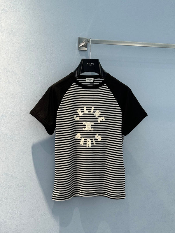 Celine Striped T-shirt Black White Cotton