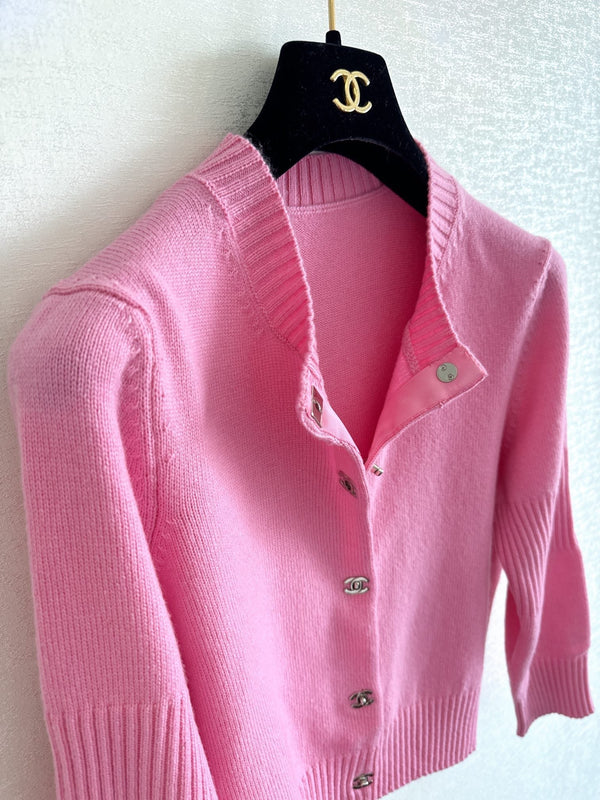 Cardigan CC 25 Bottoni in Lana Rosa 278149