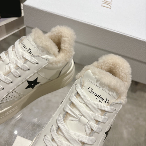 CD Dior Star Platform Sneaker In White Cowhide 996424