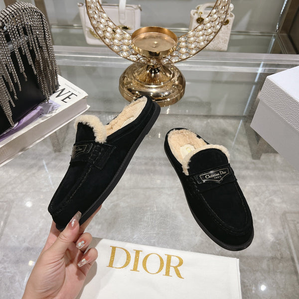 CD Boy Mule In Black Suede With Fleece Lining 996448