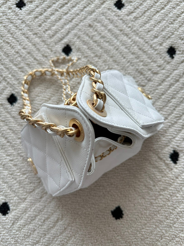 Chanel 25 Hobo Bag 22cm White Calfskin 286182