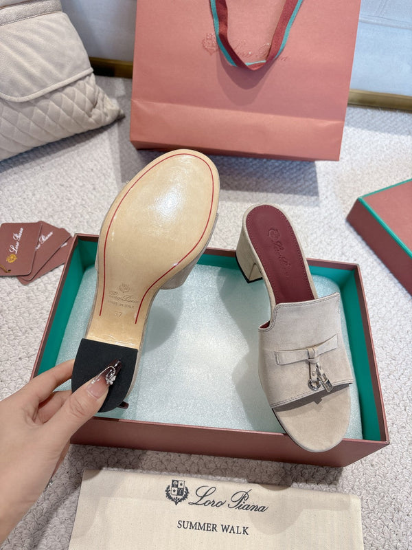 LP 25C Summer Charms Mules 55MM Light Taupe Suede 215025