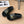 POOL GRAFFITI CROCS SLIDE SANDALS IN BLACK AND YELLOW RUBBER
