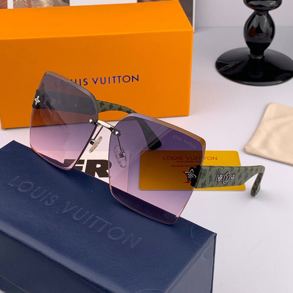 SQUARE SUNGLASSES L1294 IN GREEN ACETATE PURPLE LENSES