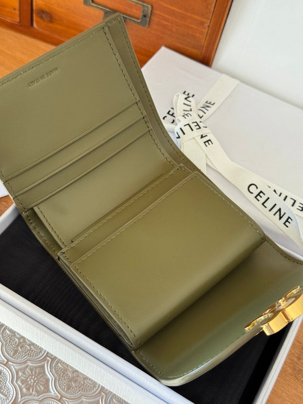 TRIOMPHE 10 CALFSKIN WALLET OLIVE GREEN