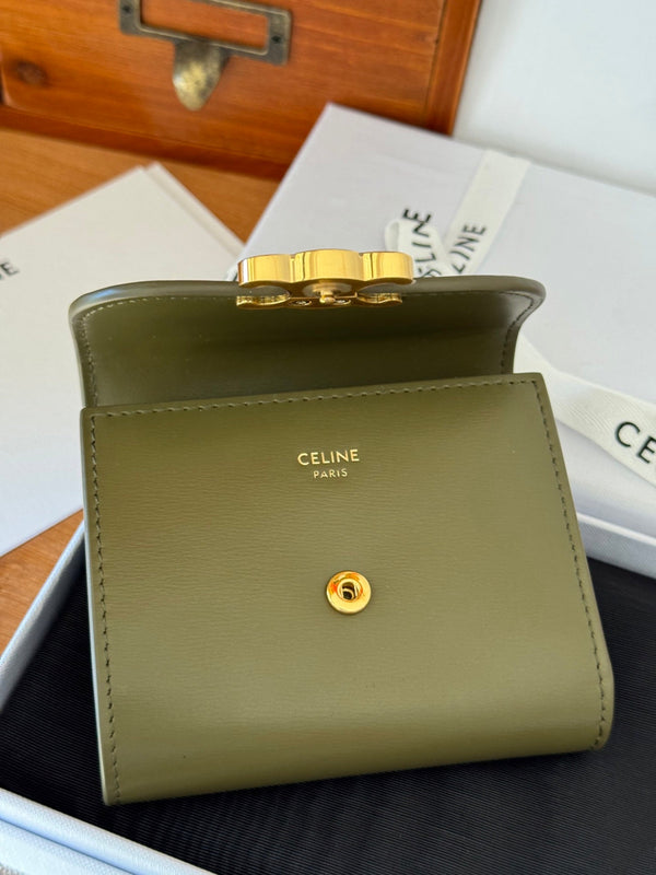 TRIOMPHE 10 CALFSKIN WALLET OLIVE GREEN