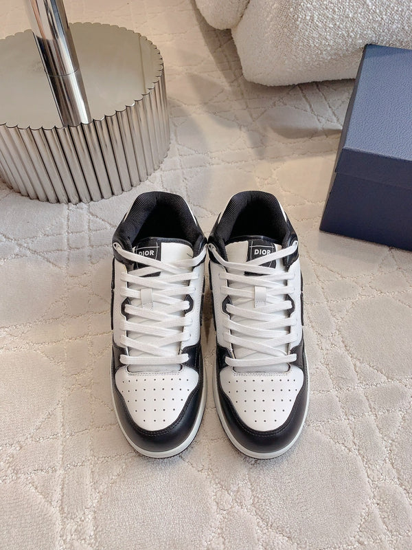 CD B57 Mid-Top Sneaker White Mix Black Calfskin And Oblique Jacquard