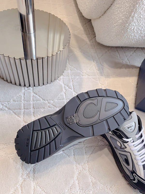 CD B30 Sneaker Cement Grey Mix Black White Polyester Mesh Fabric And Calfskin