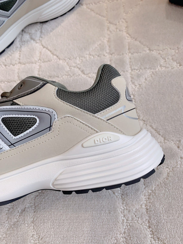 CD B30 Sneaker Gray Brown Mix Beige White Polyester Mesh Fabric And Calfskin