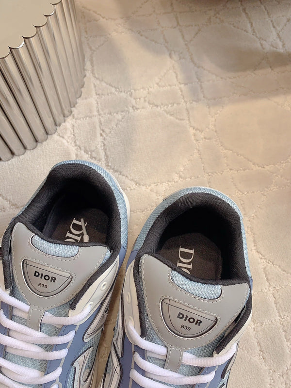 CD B30 Sneaker Dark Blue Grey Mix Light Blue White Polyester Mesh Fabric And Calfskin