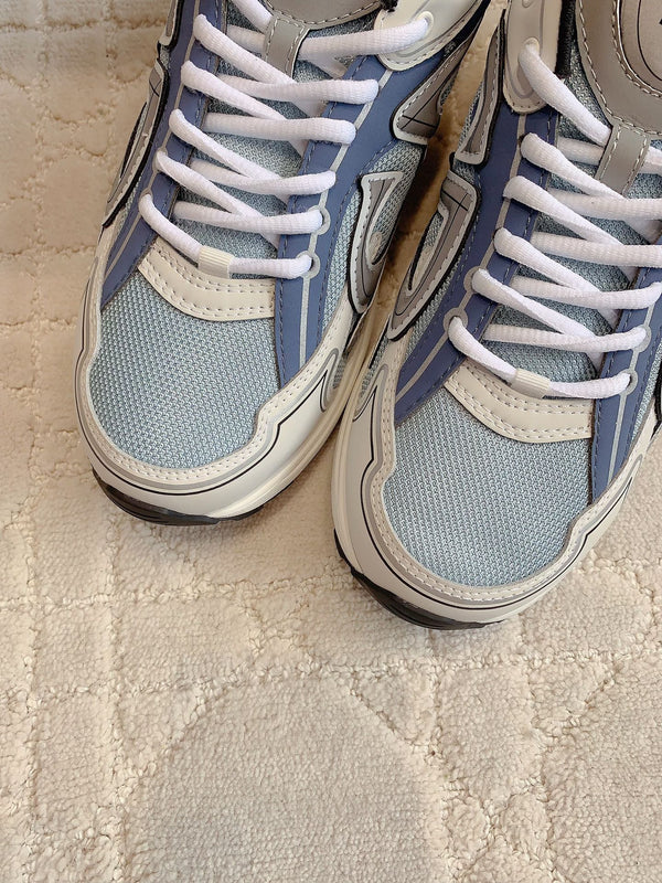 CD B30 Sneaker Dark Blue Grey Mix Light Blue White Polyester Mesh Fabric And Calfskin