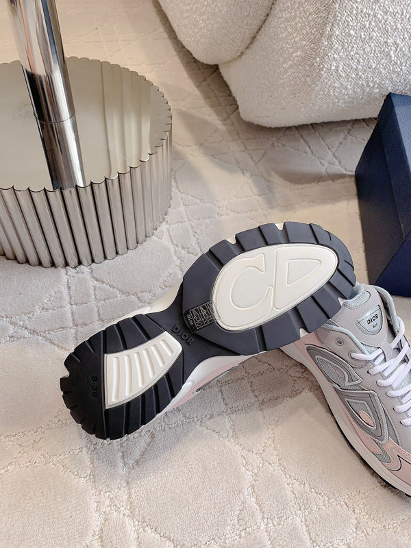 CD B30 Sneaker Grey Mix Pastel Pink Polyester Mesh Fabric And Calfskin