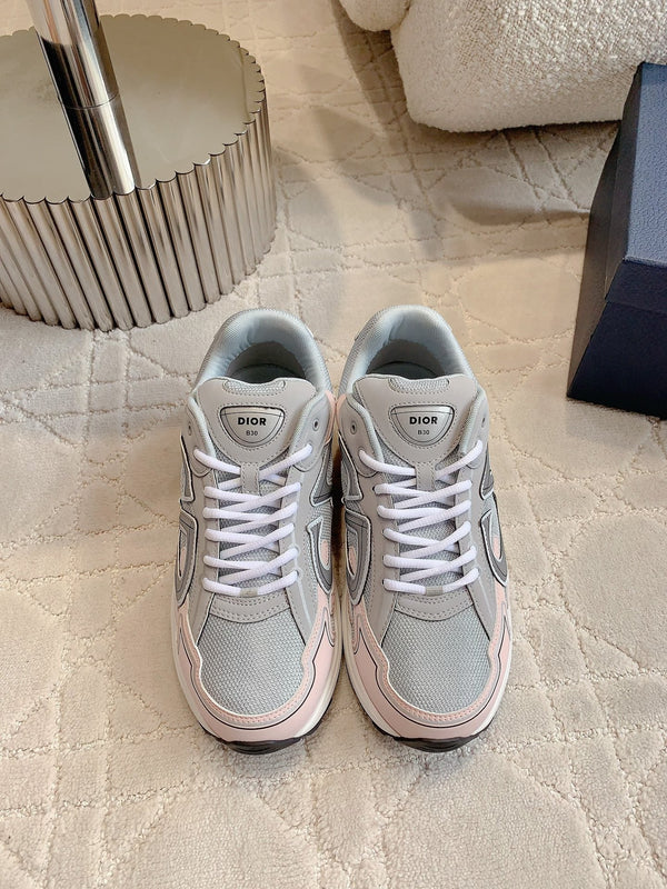 CD B30 Sneaker Grey Mix Pastel Pink Polyester Mesh Fabric And Calfskin