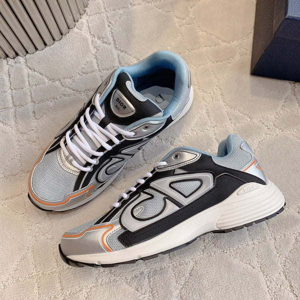 CD B30 Sneaker Gray Black Mix Blue Orange Polyester Mesh Fabric And Calfskin