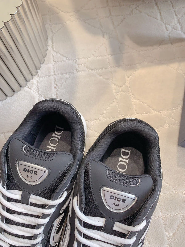 CD B30 Sneaker Grey Black Polyester Mesh Fabric And Calfskin