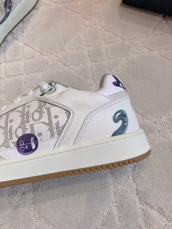 CD B27 Low-Top Sneaker White Green Mix Orange purple Print Calfskin