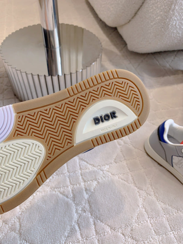 CD B27 Low-Top Sneaker Grey White Mix Blue Red Print Calfskin