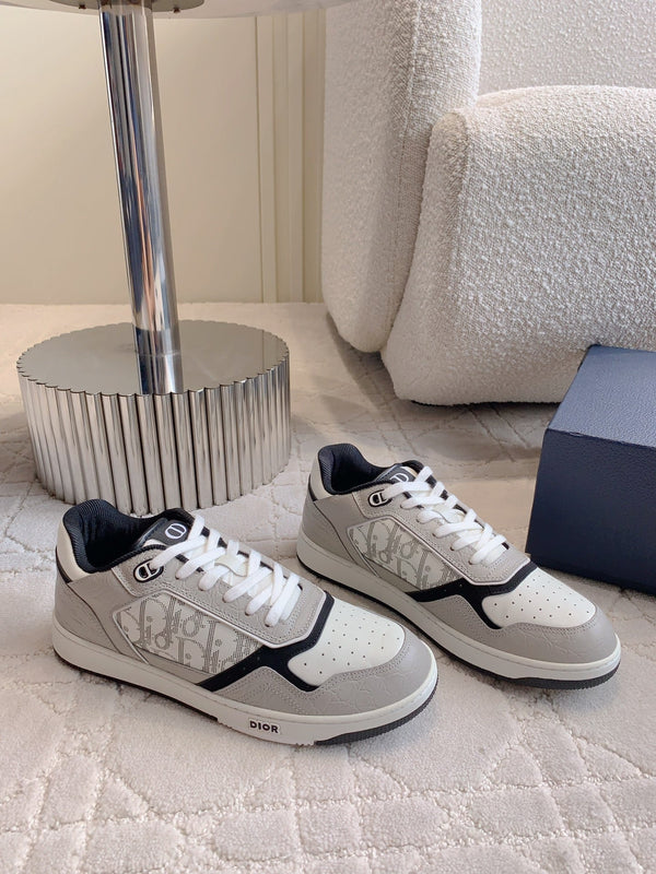 CD B27 Low-Top Sneaker Grey White Mix Black Print Wrinkled Calfskin