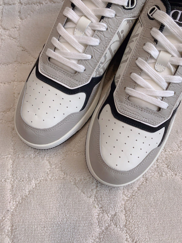 CD B27 Low-Top Sneaker Grey White Mix Black Print Wrinkled Calfskin