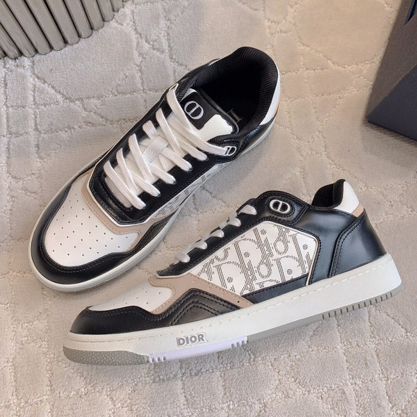 CD B27 Low-Top Sneaker Black White Mix Beige Print Calfskin