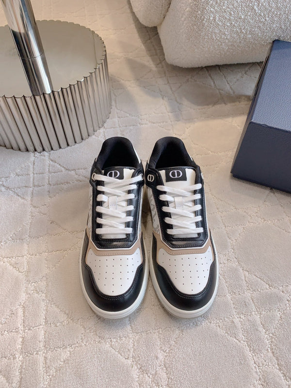 CD B27 Low-Top Sneaker Black White Mix Beige Print Calfskin