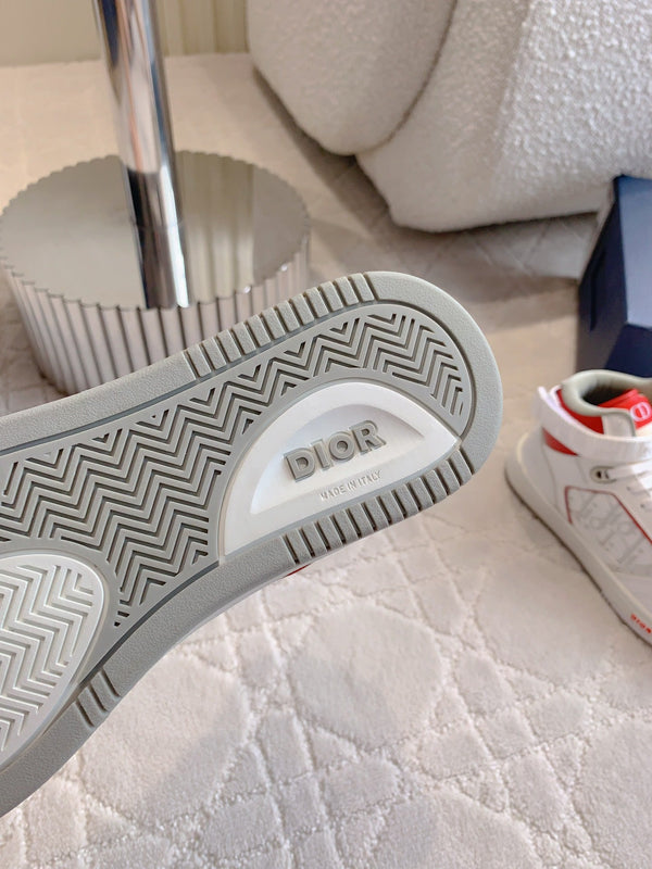 CD B27 High-Top Sneaker White Red Print Calfskin